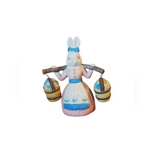 Vintage bisque bunny bell with hanging salt and pepper shakers